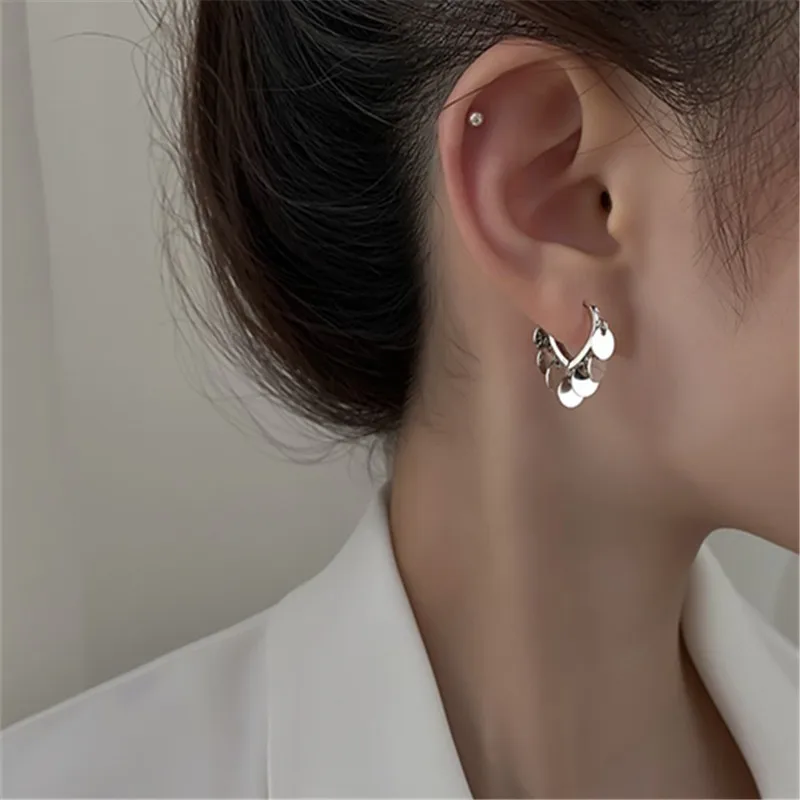 925 Sterling Silver Tassel Bead Piercing Hoop Earrings for Women Girls Elegant Bride Party Birthday Jewelry Wedding Gift Jlfjla