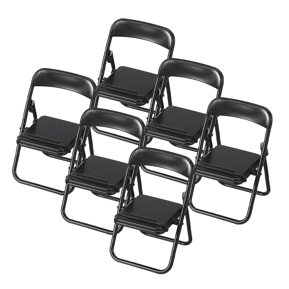 6 Pcs Dollhouse Accessories Mobile Phone Rack Chair Stand Decor Cellphone Holder Miniature Furniture Folding Tiny