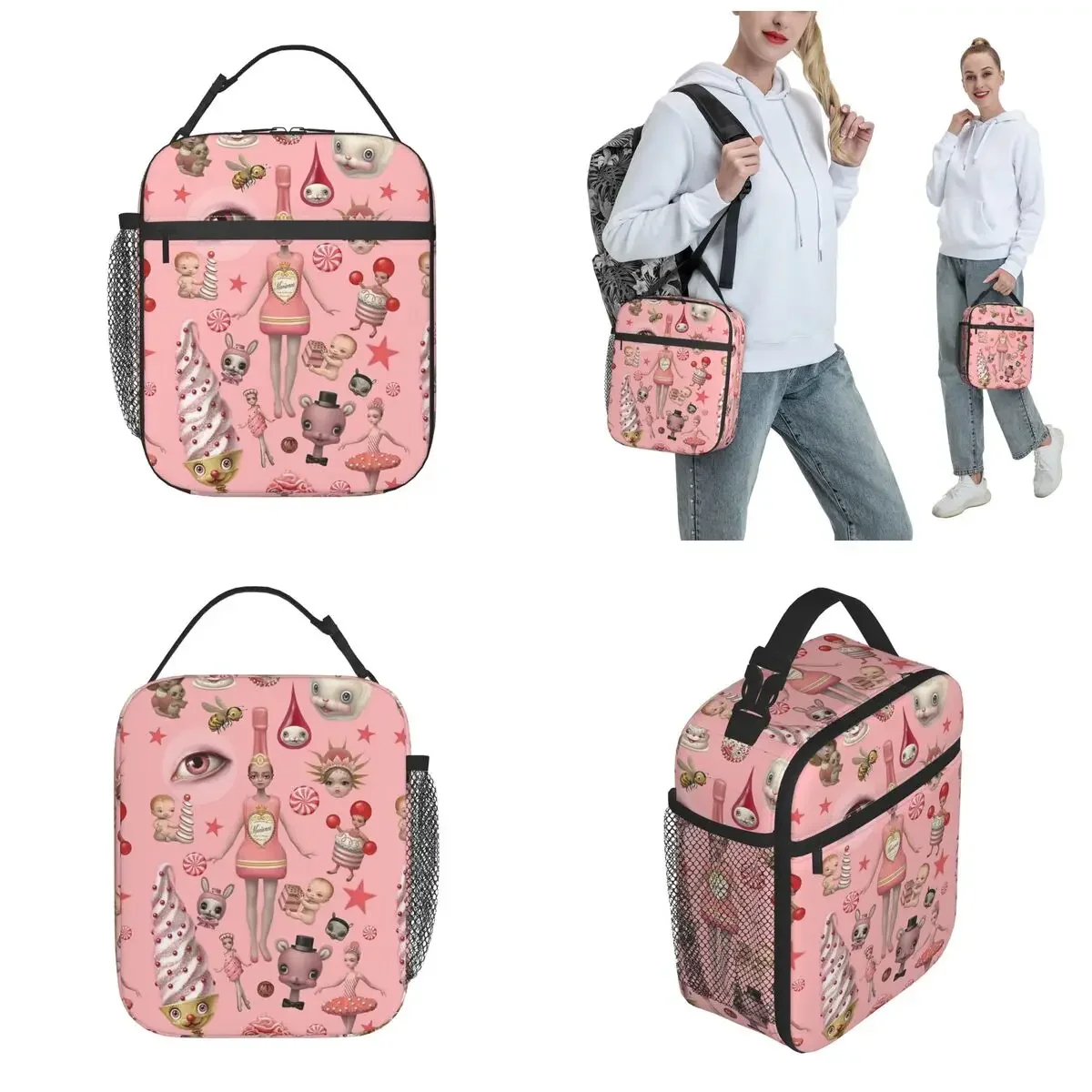 Mark Ryden Doll Pink Insulated Lunch Bags Thermal Bag Reusable Leakproof Tote Lunch Box Food Handbags Work Picnic