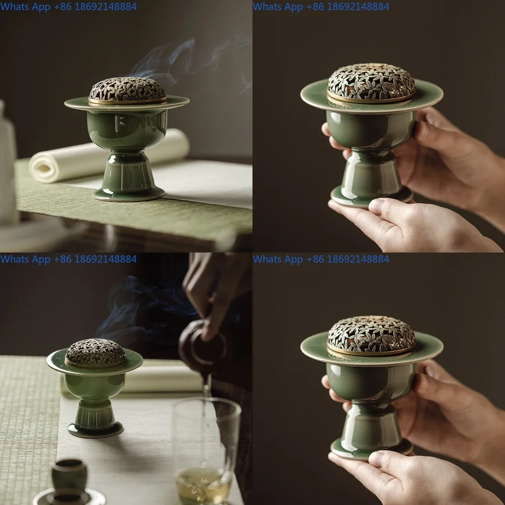 

Handcrafted Ceramic Copper Incense Burner for Aromatherapy and Home Decor Large Size Ideal for Meditation and Relaxation Perfect