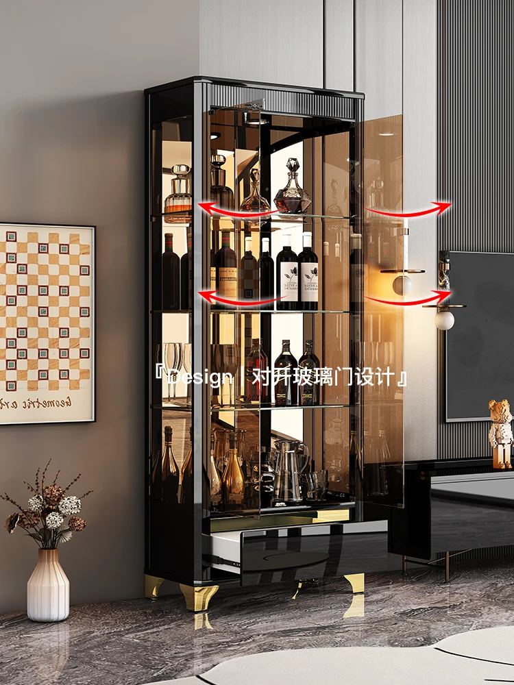 Living room glass door wine cabinet for home use, small figure locker against the wall, light luxury and high-end