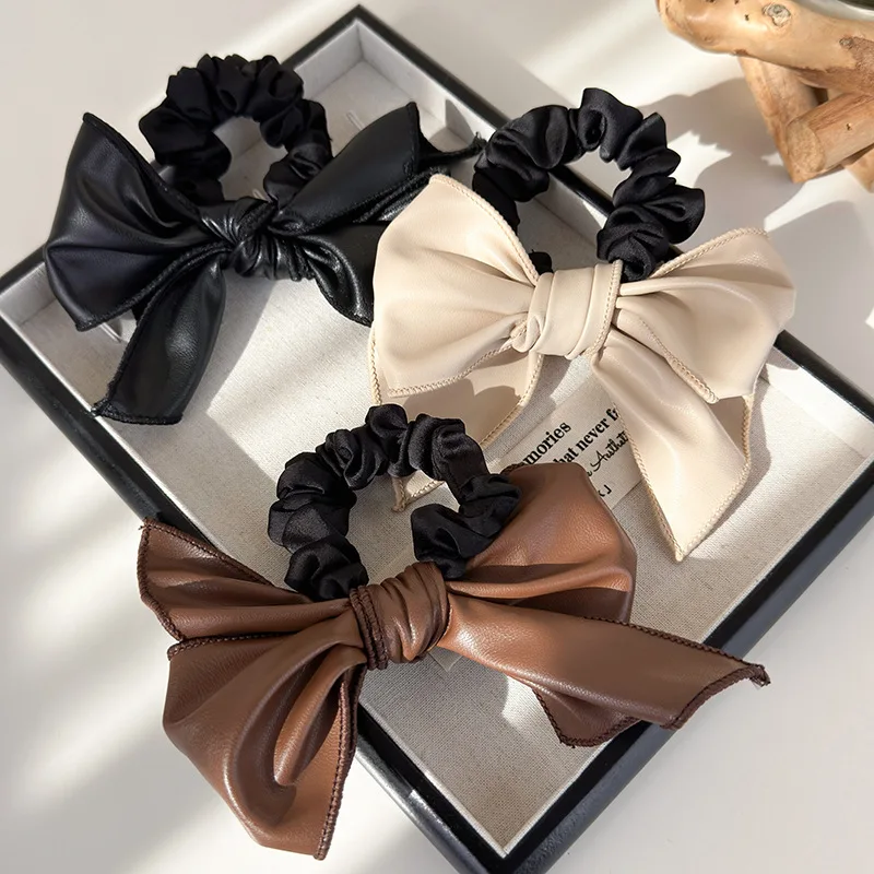 

Retro New Cortex Bow Hair Rope Headband For Woman Girls Sweet Elegant Hair Ties Solid Color Rubber Band Fashion Hair Accessories