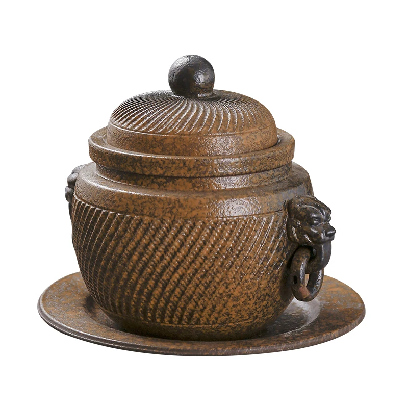 retro purple sand coarse pottery lion head stew cup, shark fin Buddha Jumps Over the Wall soup cup, braised pork jar, creat