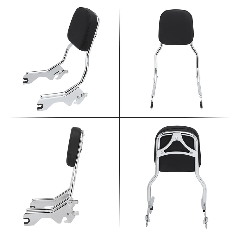 Black Chrome Motorcycle Rear Pessenger Sissy Bar Upright Backrest For Harley Softail Slim Street Bob Deluxe 2018-2023