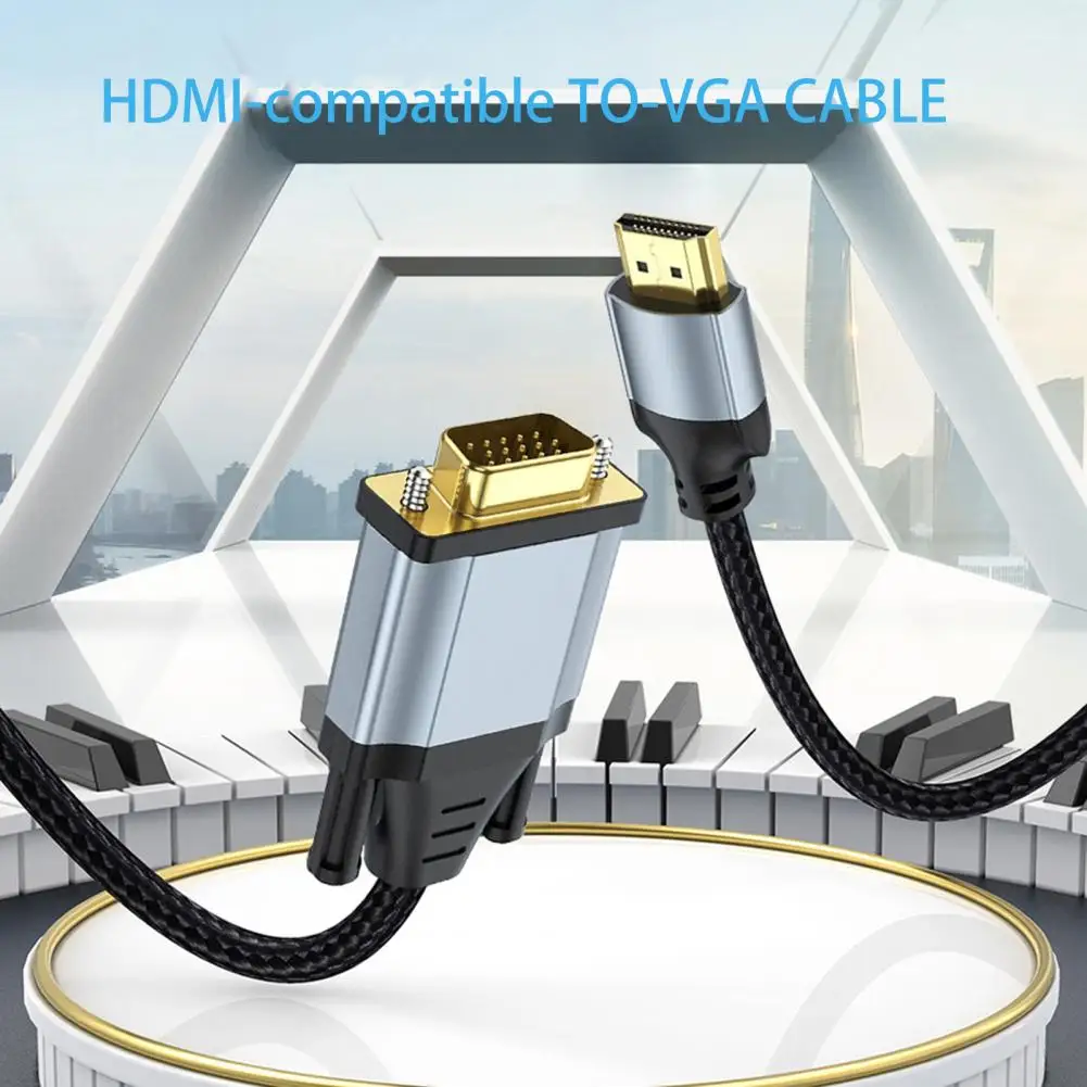 Braided Wire Practical Gold Plated Video Adapter Cord Wear resistant for DVD Player