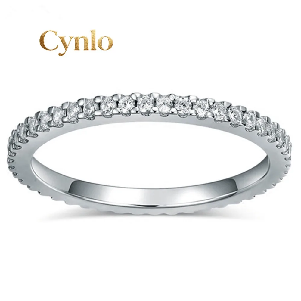 Cynlo Jewelry 0.23CT Diamonds Infinity Wedding Band Ring Women Platinum 950 PT950 Stamped Eternity Ring