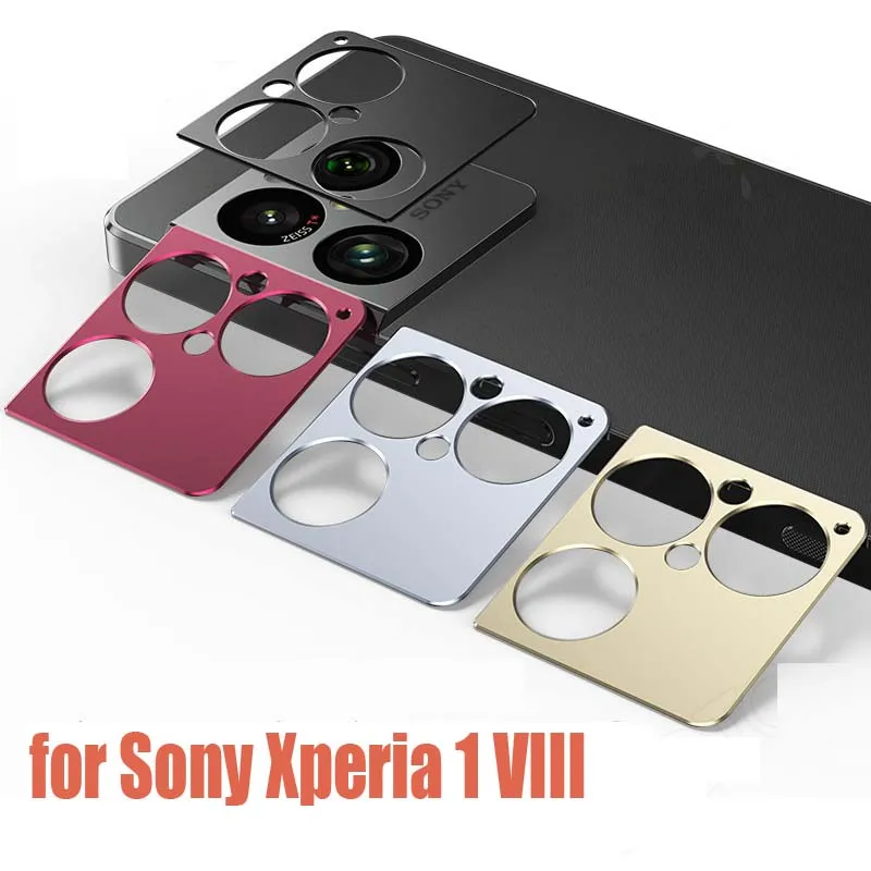 Protetor de Lente Vazado para Câmera Sony Xperia 1 VIII, Película de Metal Preta Antirriscos Super Fina, Adesivo de Tampa de Câmera