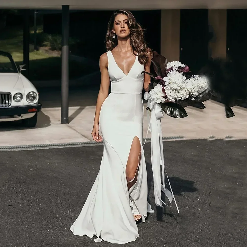 

Customized Classic Fashion Exquisite Jersey Button Column V-neck Long Dresses Prom Dresses Formal Retro High Quality Matching Mo
