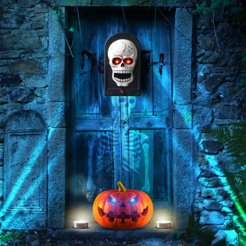 Prank Treat Skull Doorbell Doorbell with Eyes Spooky Halloween Skull Doorbell with Skeleton Head Light-up Eyes Pop Out Snake