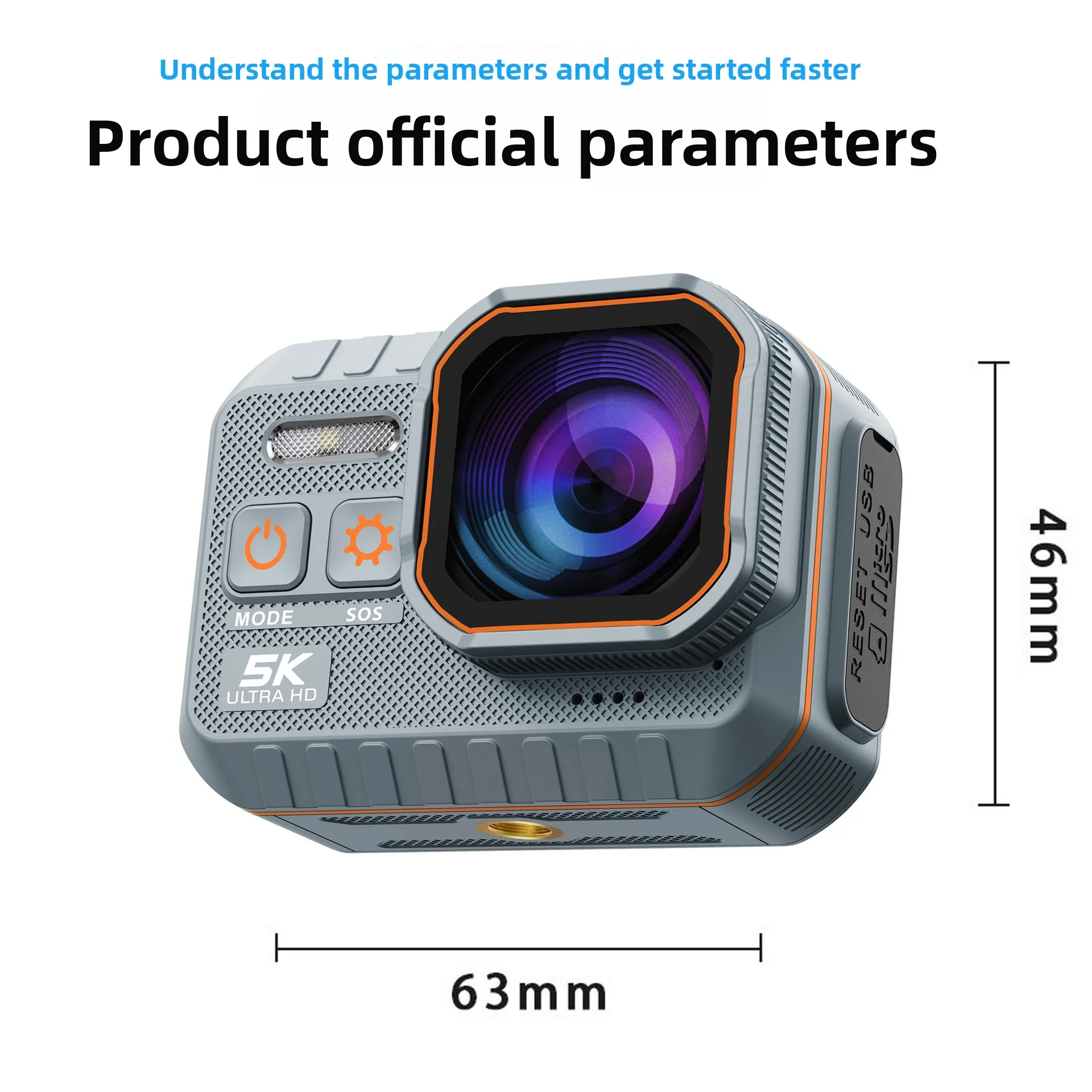 New sports camera anti-shake 5k version, first viewing angle DV sports camera, riding private mold bare metal waterproof