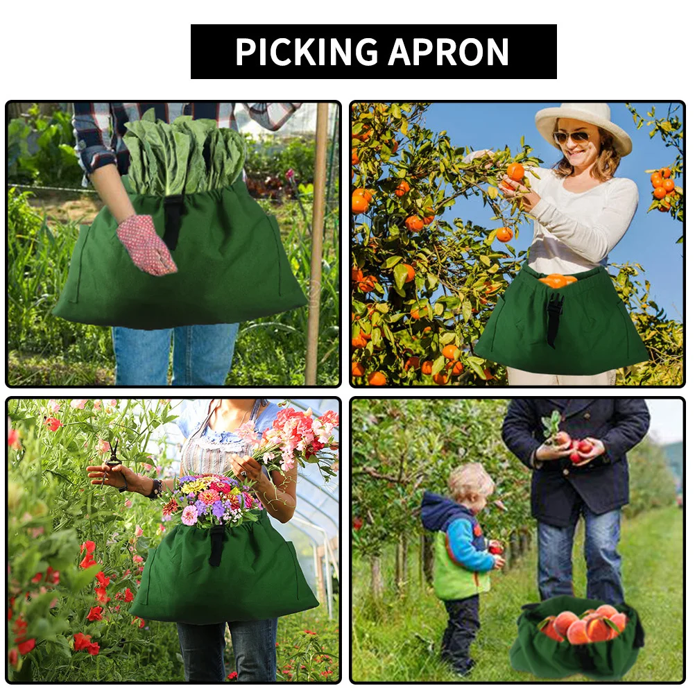 

Fruit Picking Apron Adjustable Oxford Cloth Harvest Bag With Pockets For Garden Farm Orchard Vegetable Fruits Gathering