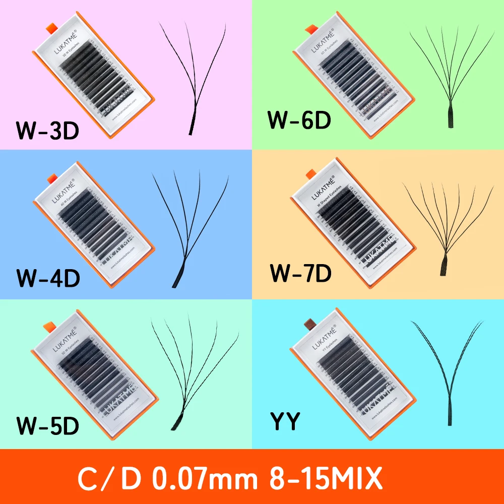 LUKATME 3D 4D 5D 6D 7D Eyelash Extensions Automatic Double 3D W Shape Flowering Premium Faux Mink Lashes Volume Fans W Eyelash