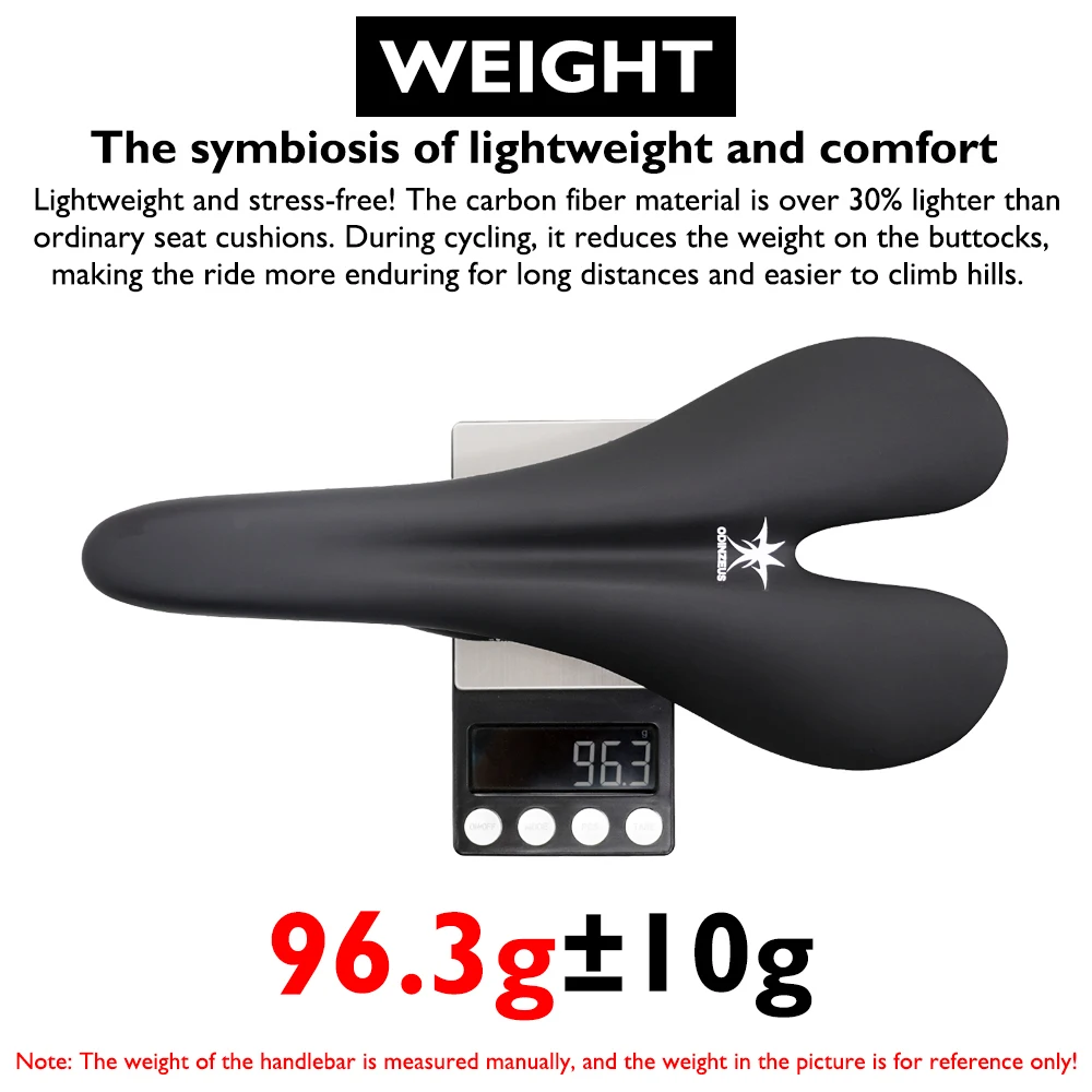 ODINZEOS-Lightweight 96.3g carbon fiber T1000 saddle,suitable for road/MTB, black paint matte 270*123mm, guide rail 7*9mm Saddle