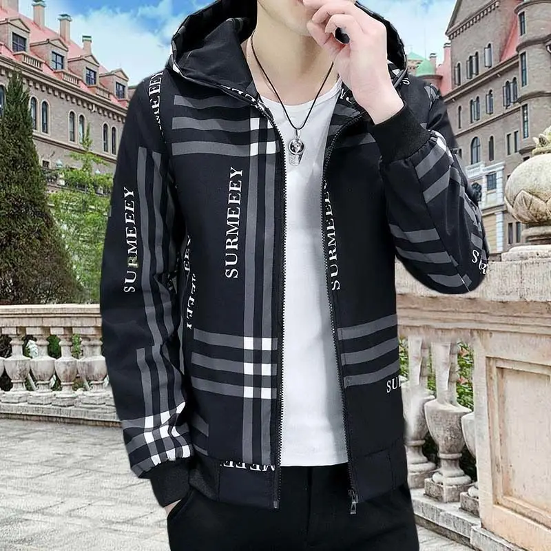 Spring and Autumn Coat Male High School Student Teenagers Cropped Jacket Printing Stylish Men's Coat