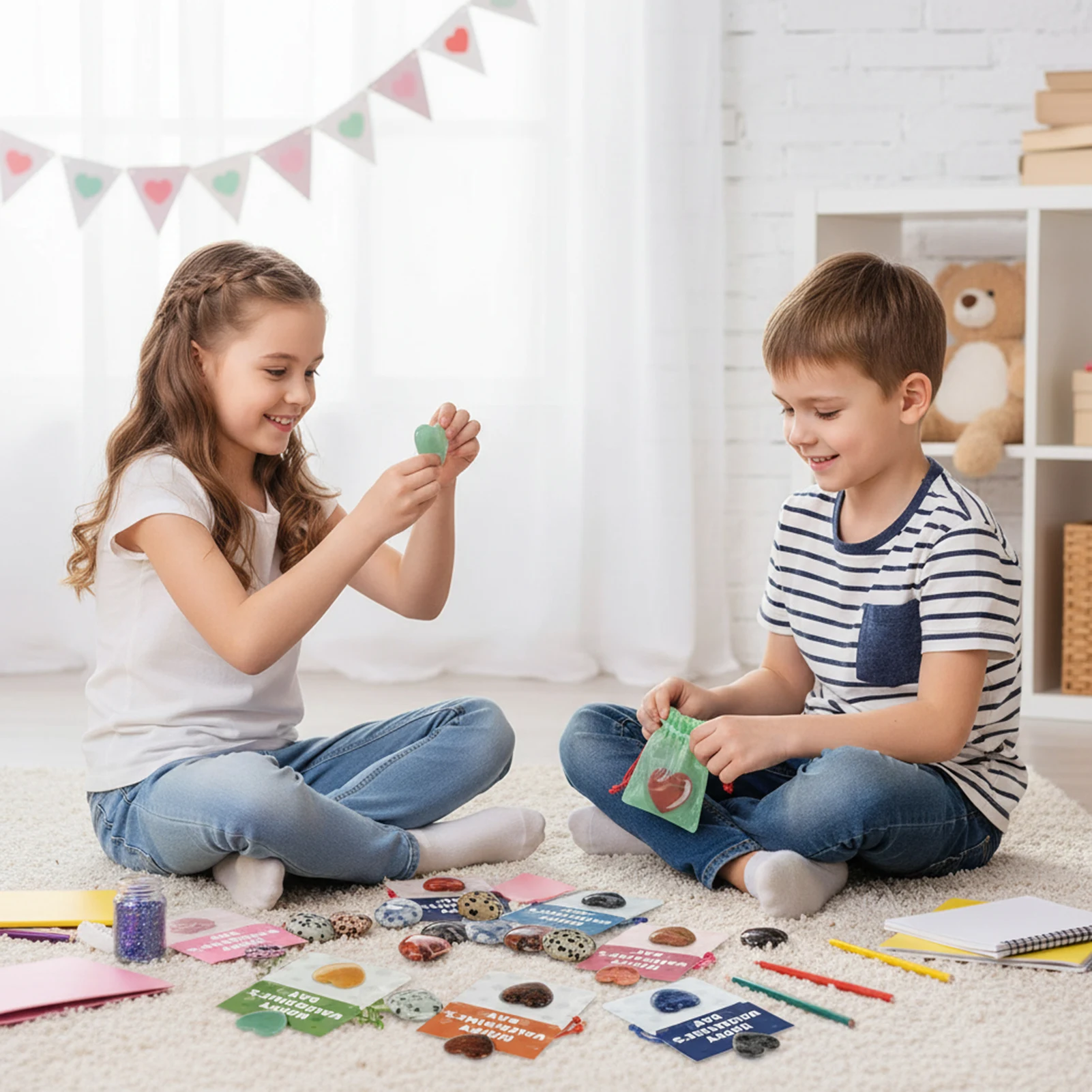 24pcs Gem Gift Set Eco-Friendly Plastic for Valentines Day Kids Creative Educational Toy Multicolored Jewelry Kit Safe