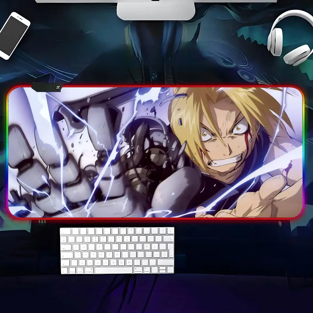 F-Fullmetal AlchemistS Mouse Pad RGB Rubber Antislip Keyboard Pad 40x90cm Mousepad Gaming Accessories XXL Office Computer Mat