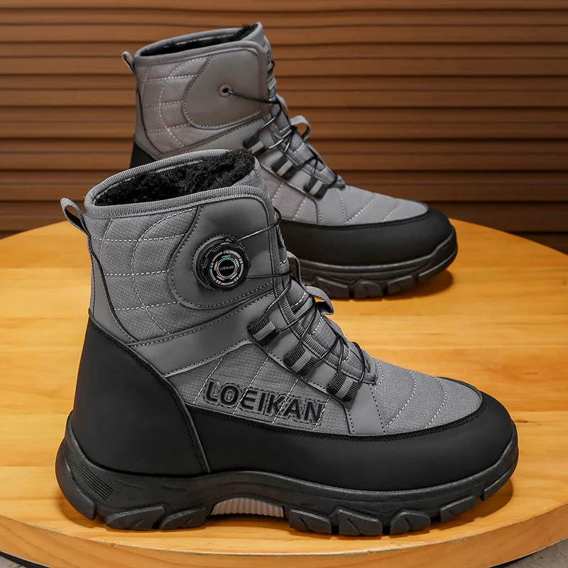 Stivali da neve da uomo nuovi invernali 2025, ispessiti e foderati in cotone, stile versatile e alla moda, abbigliamento da esterno con Street Vibe