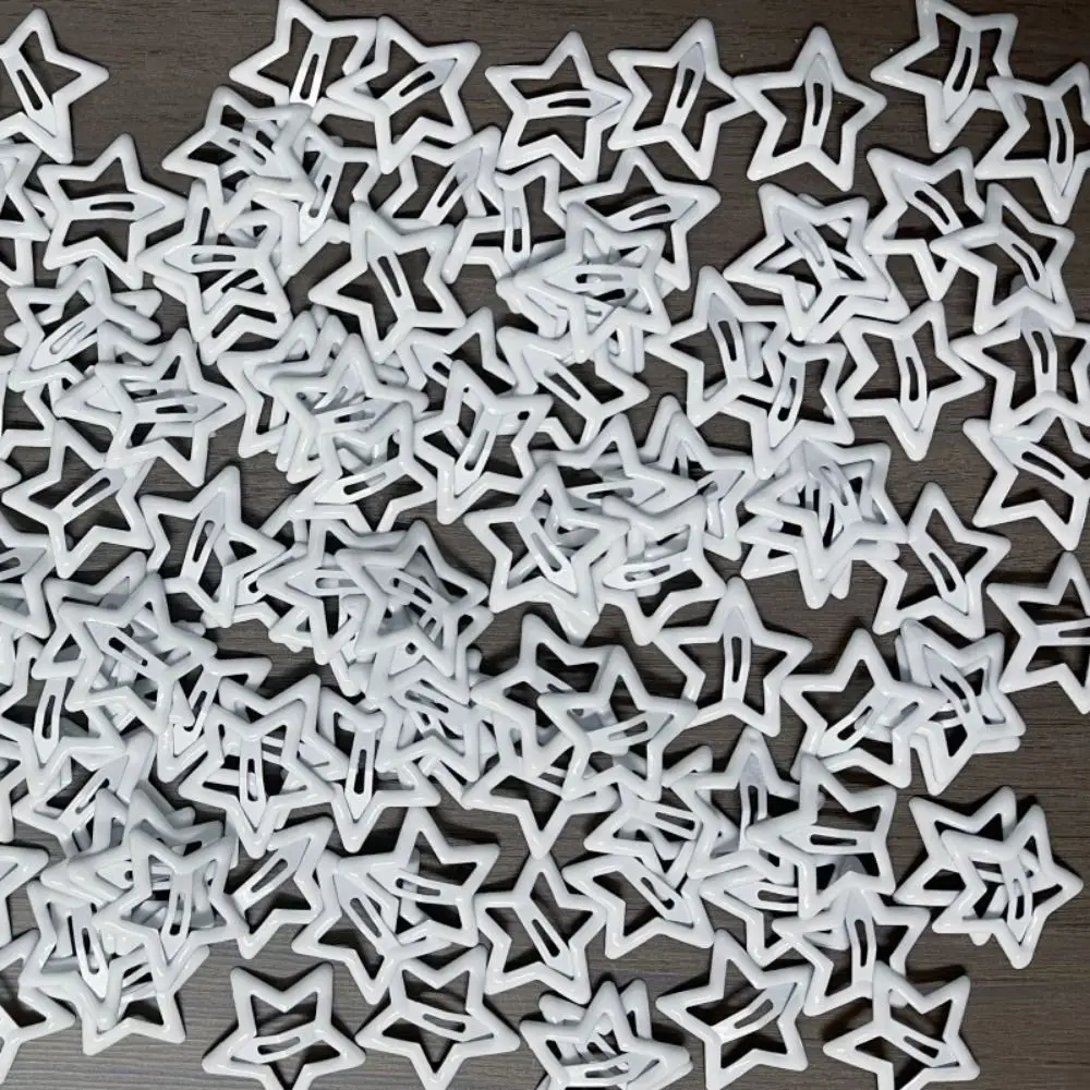 

20Pcs Lovely Candy Color Star Shape Hair Clips Silver Hollow Hairpins Colorful Snap Star Hairclips Hair Accessories