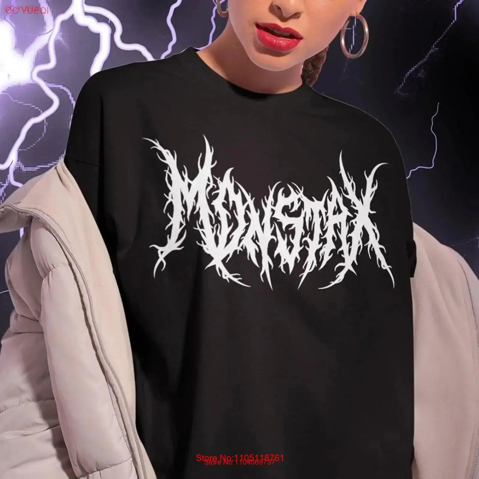 MONSTA X Heavy Metal Text T shirt vintage Washed Casual homme Top For Everyday Wear Versatile Unisex Breathable Soft streetwear