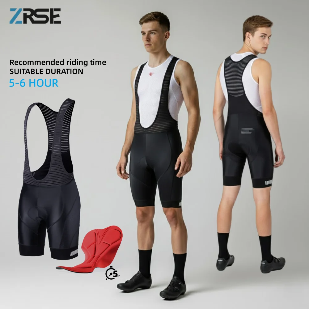 

ZRSE Men's Cycling Bib Shorts with 5H High Density Pad Reflective Safety Strips & High-Stretch Breathable Fabric for Road MTB
