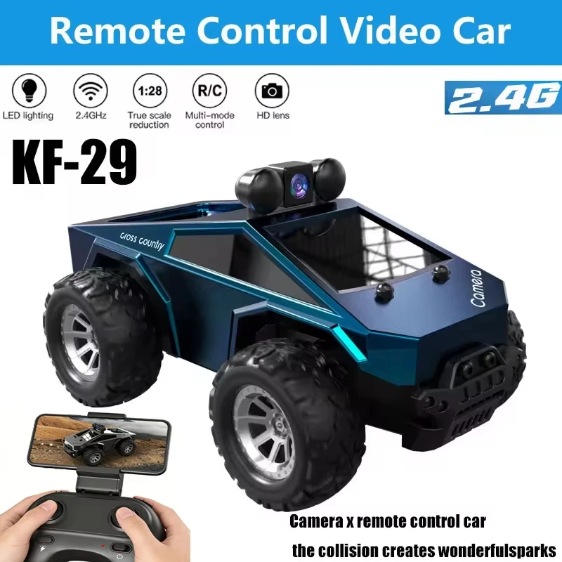 KF29 1:28 RC Car FPV HD Camera 2.4G WiFi APP Control High Speed Drift Tesla Truck Remote Control Racing Car Electric Kids Toy
