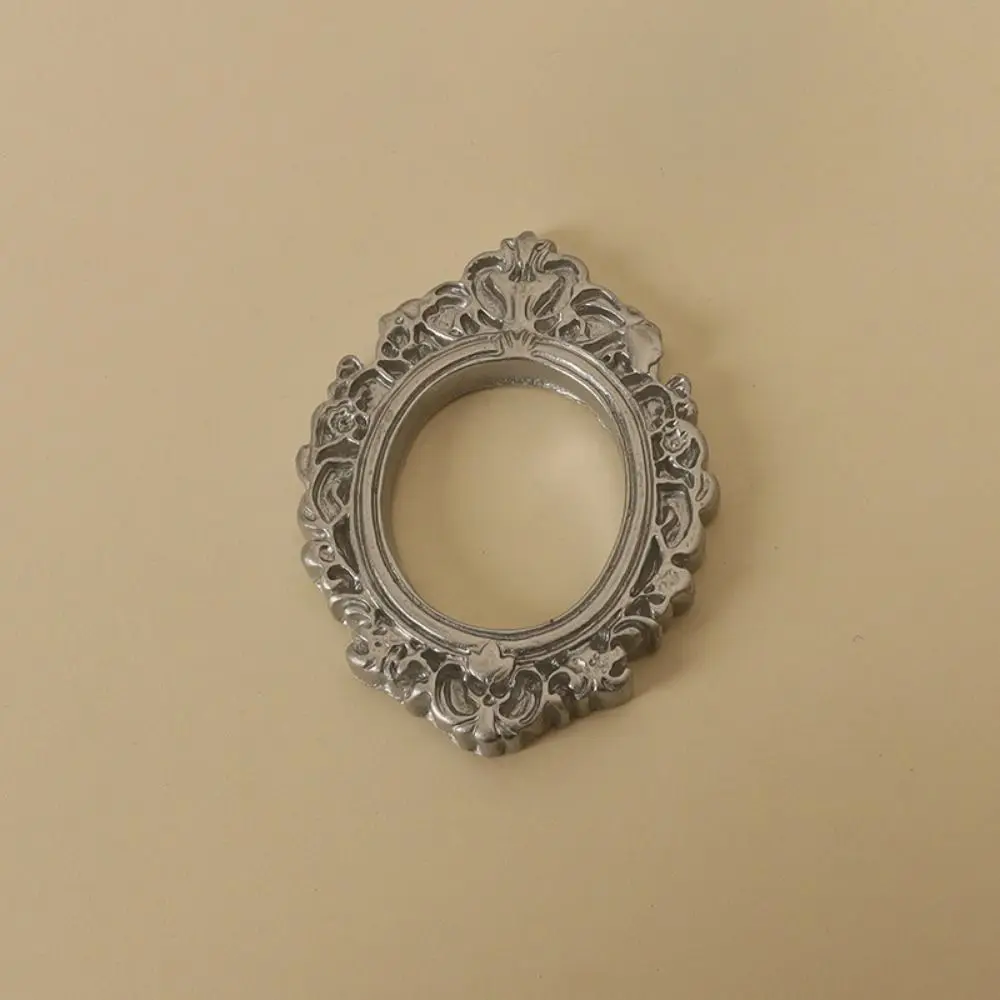 Multi-purpose DIY Resin Photo Frame Miniature Rustic Mini Mirror Props 3D Mirror Small Model Bathroom Supplies