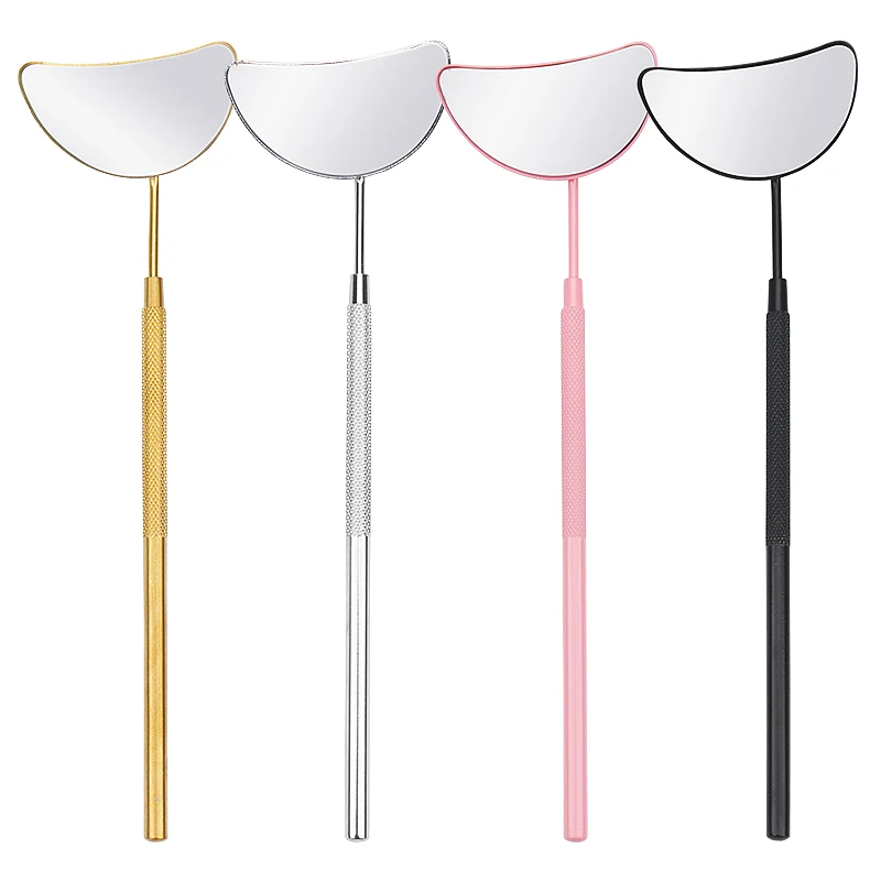 1pcs Moon Shaped Eyelash Mirror Long Hand Mirrors For Checking False Lashes Extension Supplies Accessories Make Up Tools