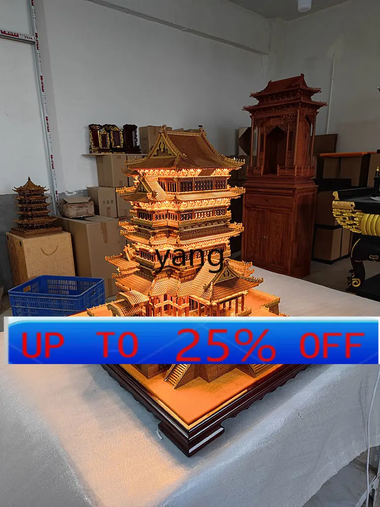 LMM Wood Carving Pendant Home Decoration Ornament Type Nanmu Tengwang Pavilion