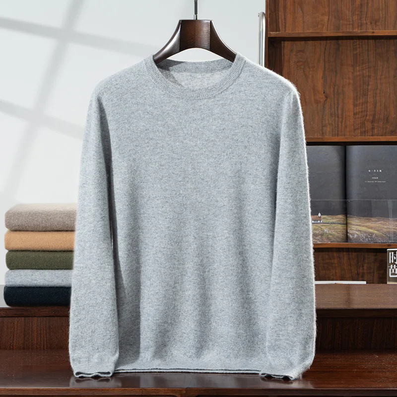 Man Pullovers 100% Cashmere Sweaters Oneck Thin Light Autumn Winter Long Sleeve 18Colors Knitted Jumpers