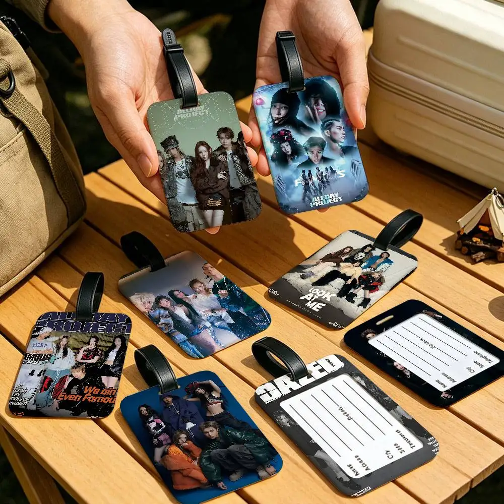Kpop Hot A-ALLDAY P-PROJECT Anti lost PVC Suitcase Tag With Info Card Lightweight Baggage Identifier For Daily Trip