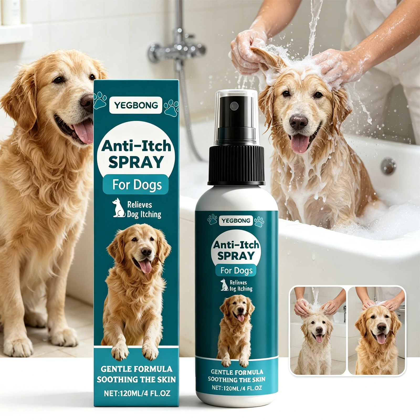 Yegbong Pet Skin Care Spray Relieve Itching External Use Dog Skin Relief Moisturizing Safe Pet Grooming Skin Daily Care 120ml