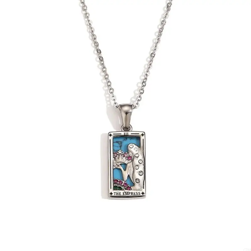 Mystical Tarot Card Necklace Stainless Steel Fashion Statement Jewellery Piece C71A
