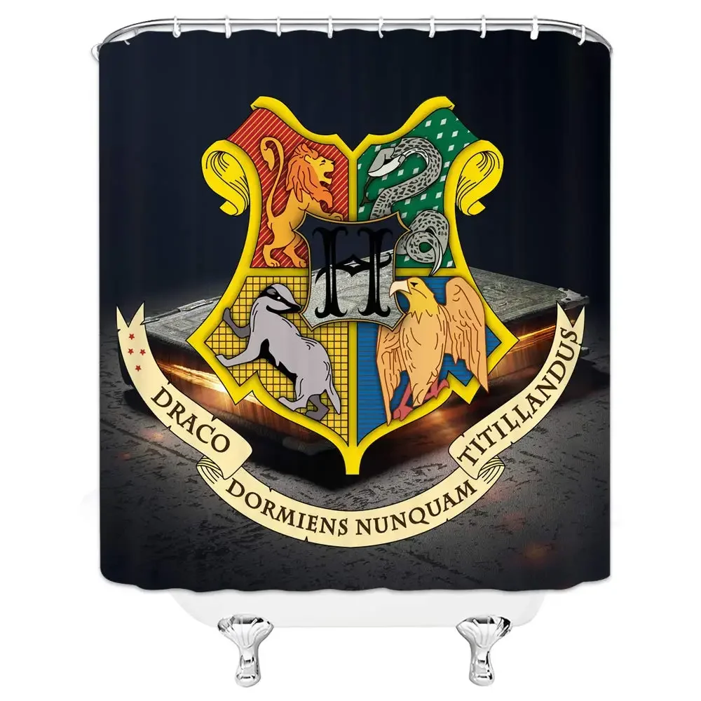 Unique Movie Shower Curtain Magic School Logo Burning Bathroom Decor