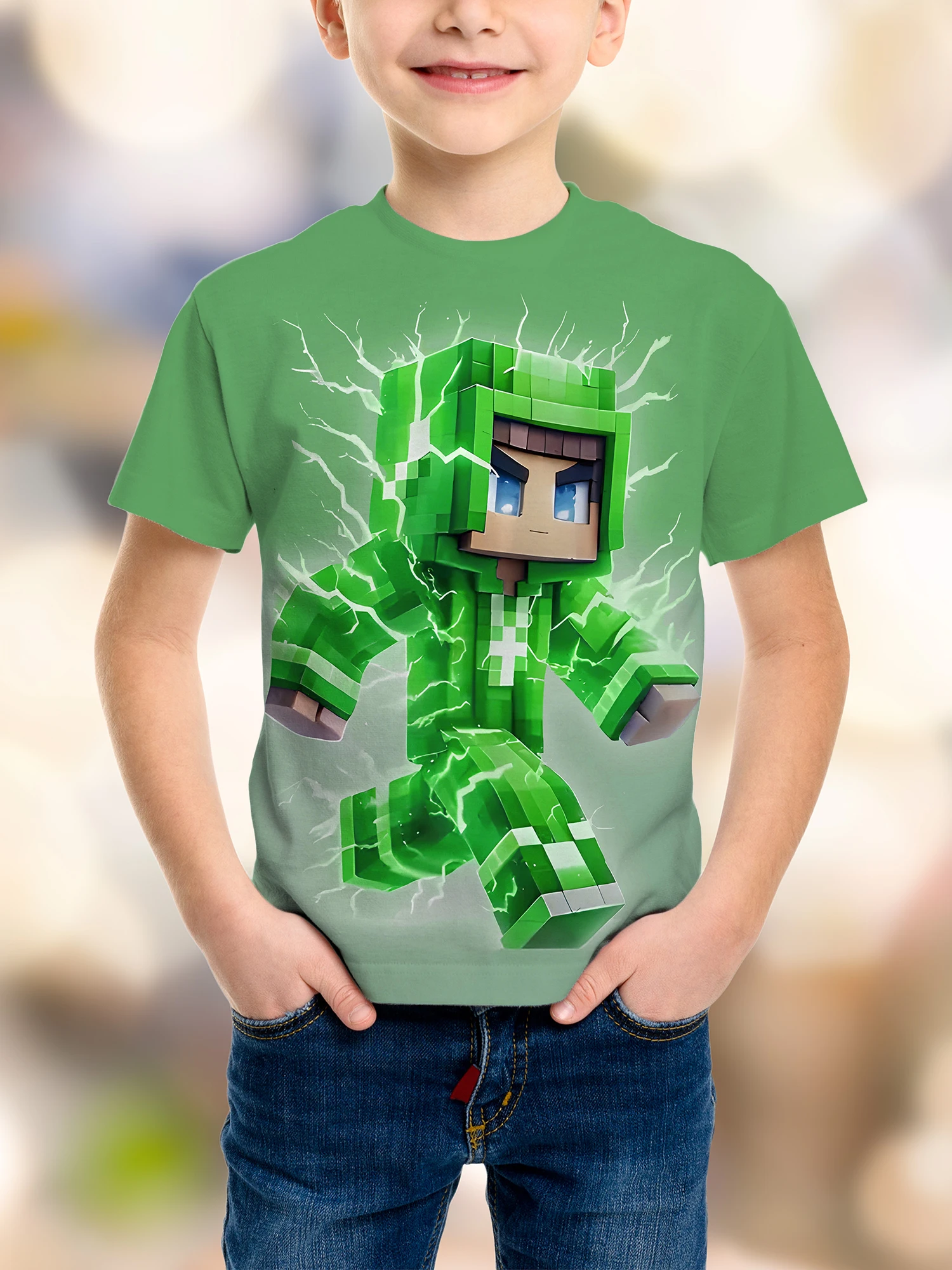 Game Pixel Birthday Party Kids T-Shirt Humor Funny Boys Fashion B-day Novelty Gift Short Sleeve Te