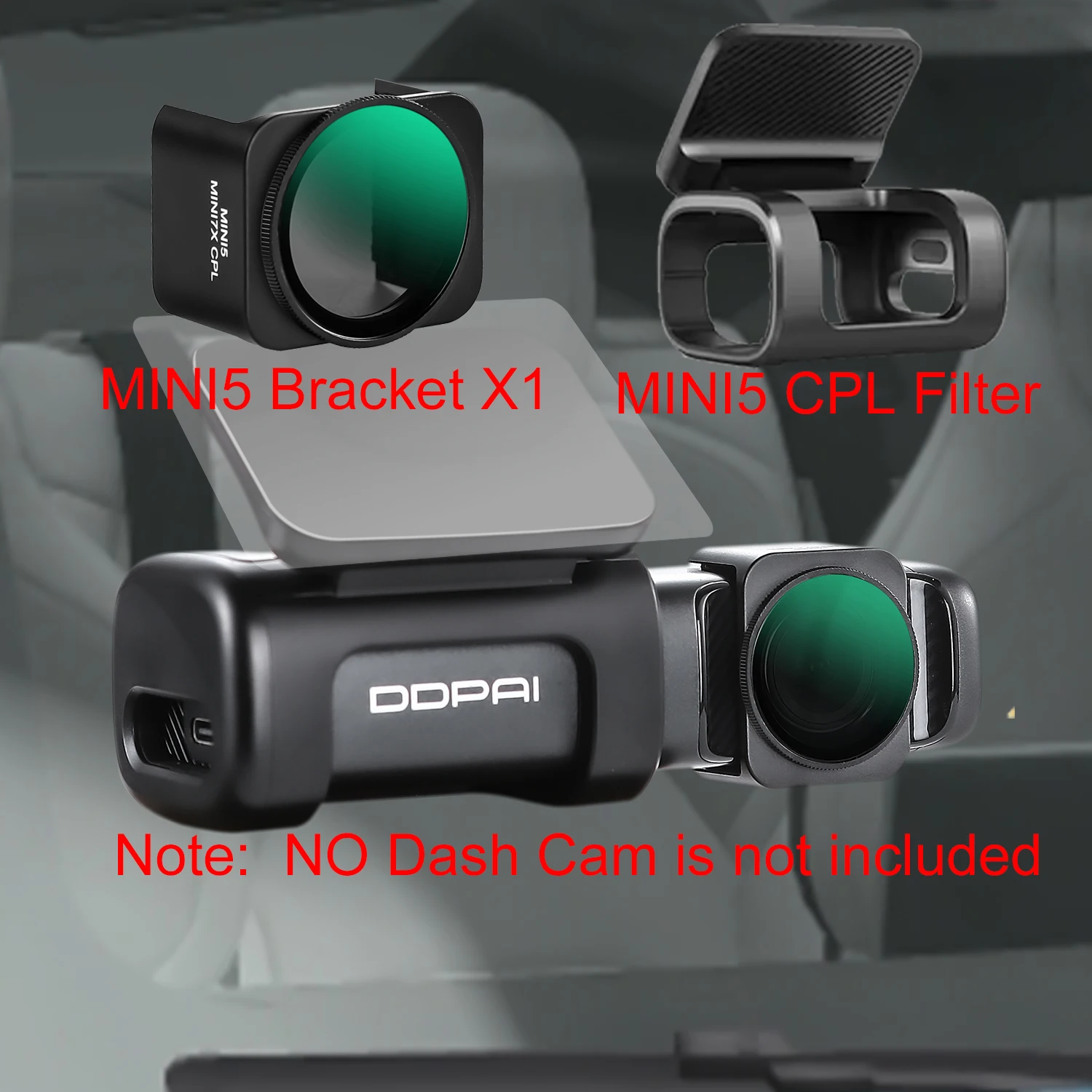 for DDPAI Dash Cam Mini5 4K CPL Filter HD Lens Dust Protection Anti Glare CPL Filter for DDPAI Dash Cam Mini5 Bracket