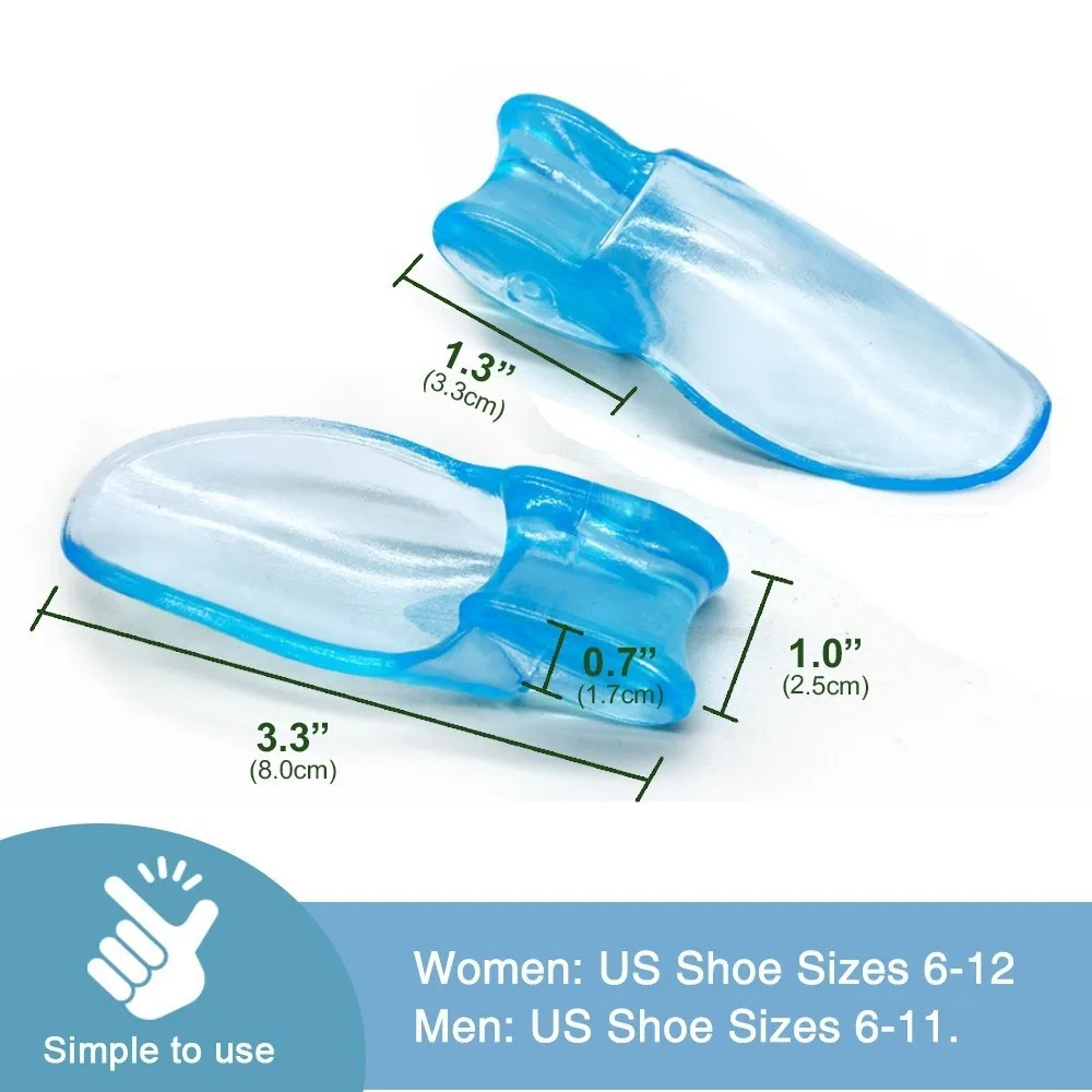 Separador de silicona para dedos de los pies, Corrector de hueso de Gel Alisador, Protector de juanete, ajustador de pies masajeador, 2 piezas