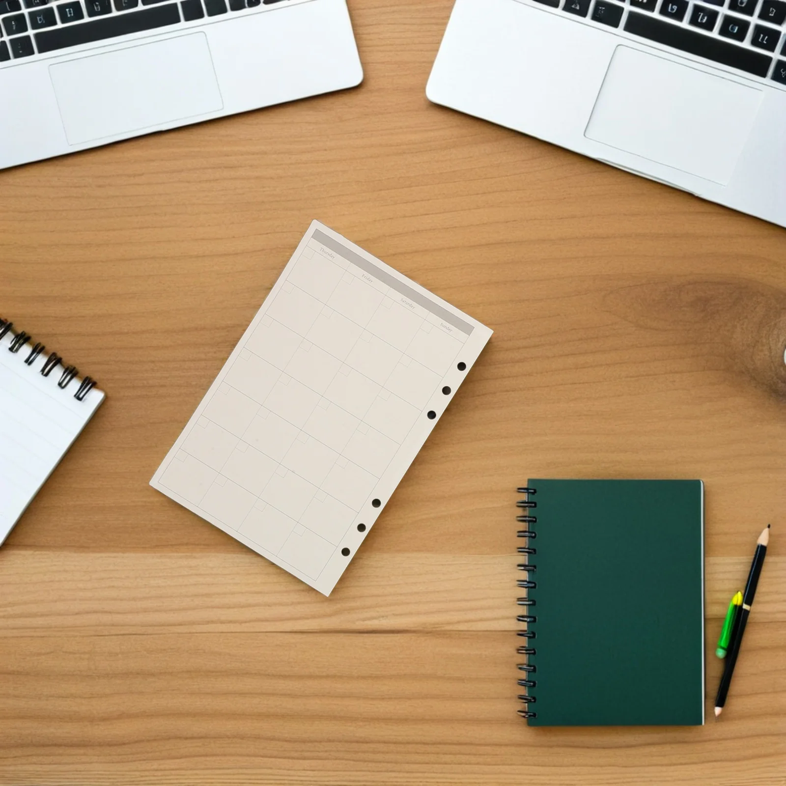 3 كتب A5 6 فتحات مخطط إعادة تعبئة الورق اليومي الأسبوعي الشهري مخطط إدراج صفحات الموثق أوراق فضفاضة مبطنة لمدرسة العمل #6