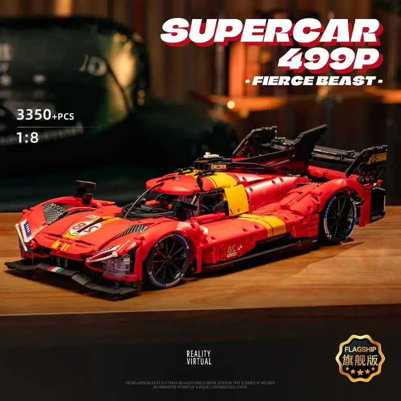 مكعبات بناء سيارات السباق بمقياس 1:8 من ماكلارين، مجموعة نماذج السيارة الخارقة الفنية، لعبة تجميع ميكانيكية ذاتية الصنع لهواة جمع البالغين والأطفال