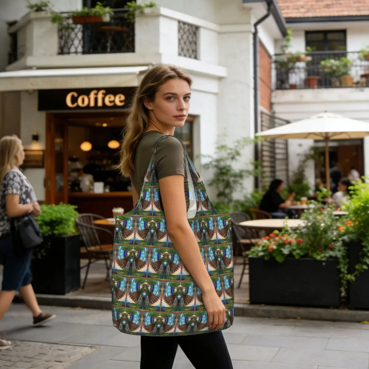 Gaia Sacred System Shopping Tote Bag Canvas Large Capacity Shoulder Bags Shopper Grocery Handbag for Women