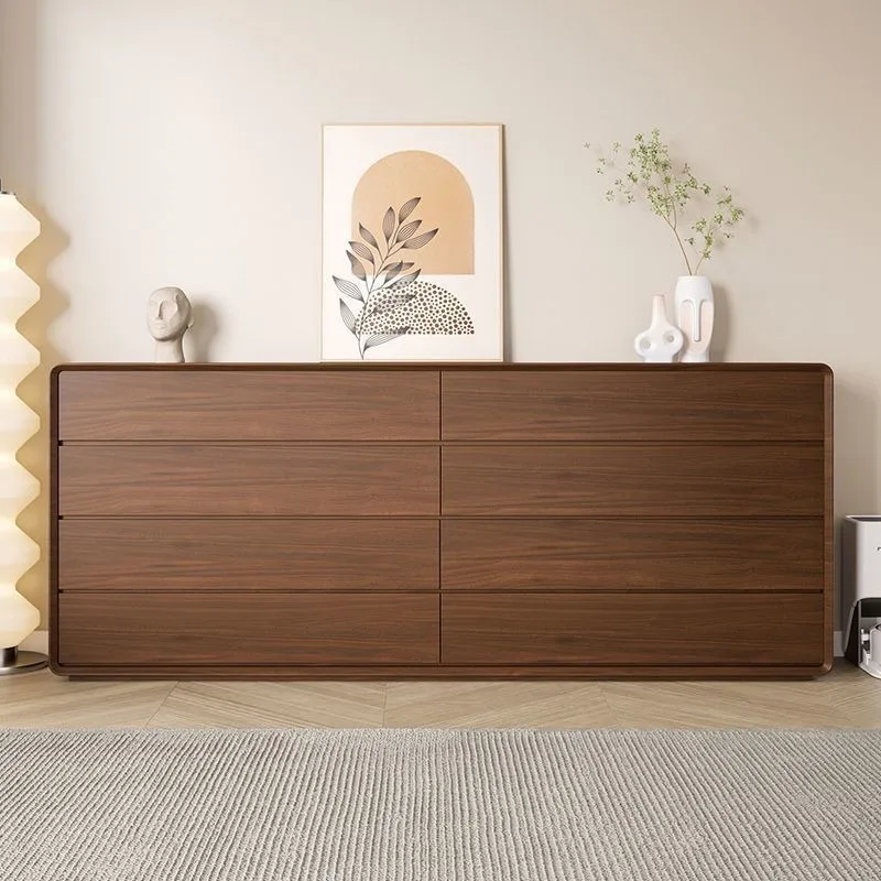 chest integrated minimalist, living room dining side cabinet, large capacity locker, walnut color side cabinet