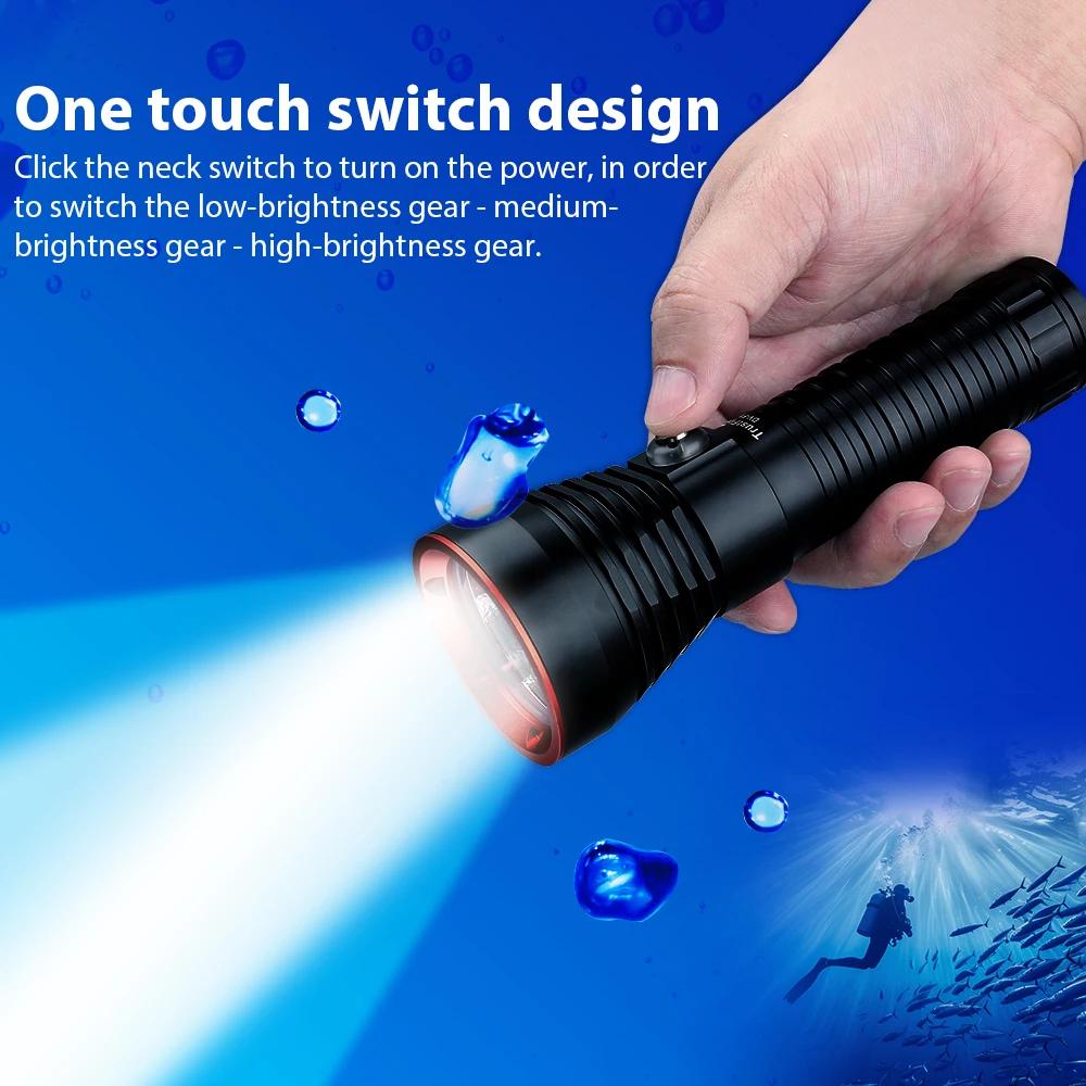 TrustFire DV-F1 Scuba Diving Light 1350 Lumen 26650 Battry Usb Rechargeable Diving LED Flashlight Depth 50 Meter Waterproof Lamp