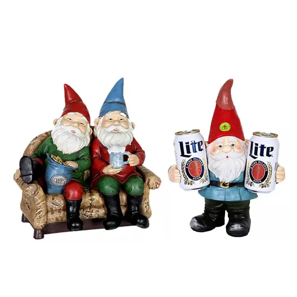 

‌Gnome Garden Elf Beer Drinking Figurine - Resin Christmas Decor, Cute Micro Landscape Ornament, Home & Party Gift