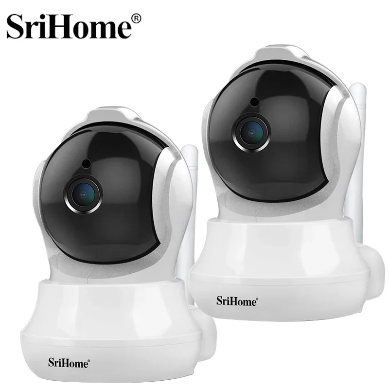Srihome 2pcs กล้องสมาร์ท 3MP HD 360 มุมในร่ม WiFi Baby Security Monitor PTZ IP กล้องวงจรปิดความปลอดภัย Protector กล้องเฝ้าระวัง