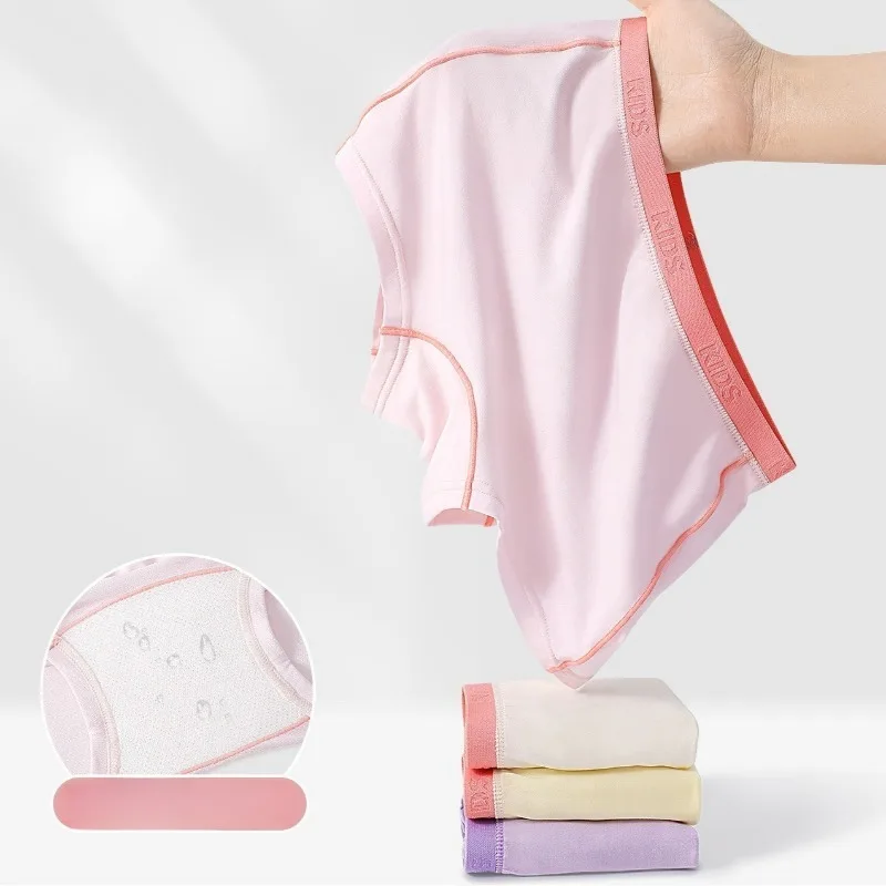 

4PCS Girls Soft Comfort Modal Underwears Kids Solid Daily Antibacterial Panties 3+y Young Children Clothing Breathable Knickers