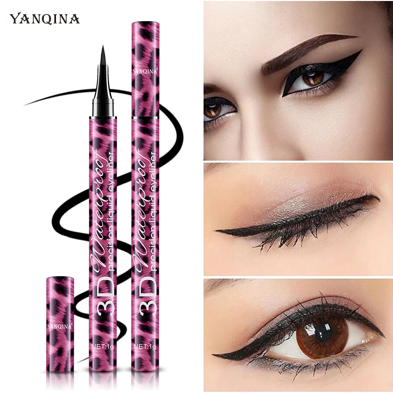 YANQINA Mascara con eyeliner Combo Nero Sottile Linea di disegno Definizione liscia Trucco occhi impermeabile a lunga durata Set da 2 pezzi