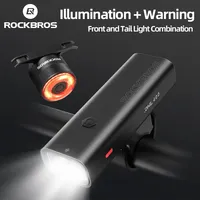 ROCKBROS Bike Light Waterproof Type-C Rechargeable Bicycle Headlight 200M Range Flashlight With Tail light Cycling Accessory