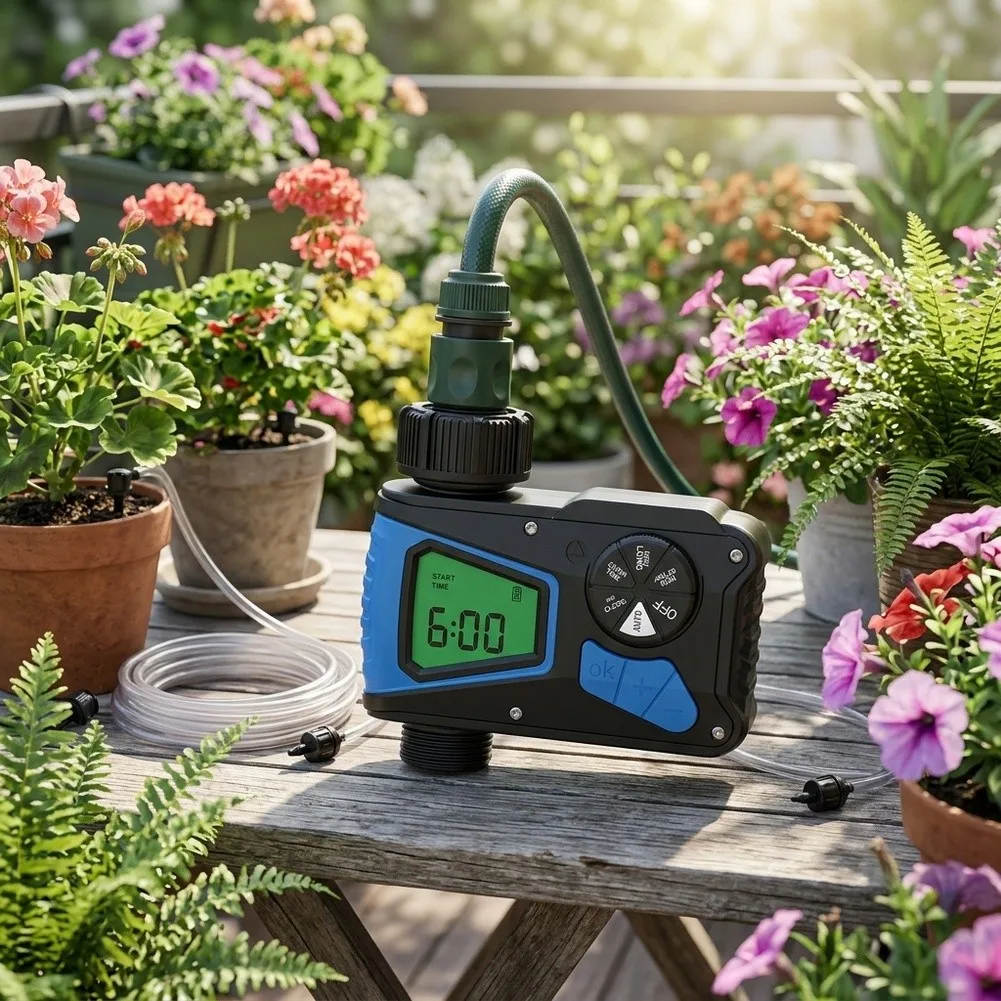 For Copper Inlet Equipped Timed Watering Controller for Flower Plants in Balcony Gardens Rooftop Spaces and Conservatories