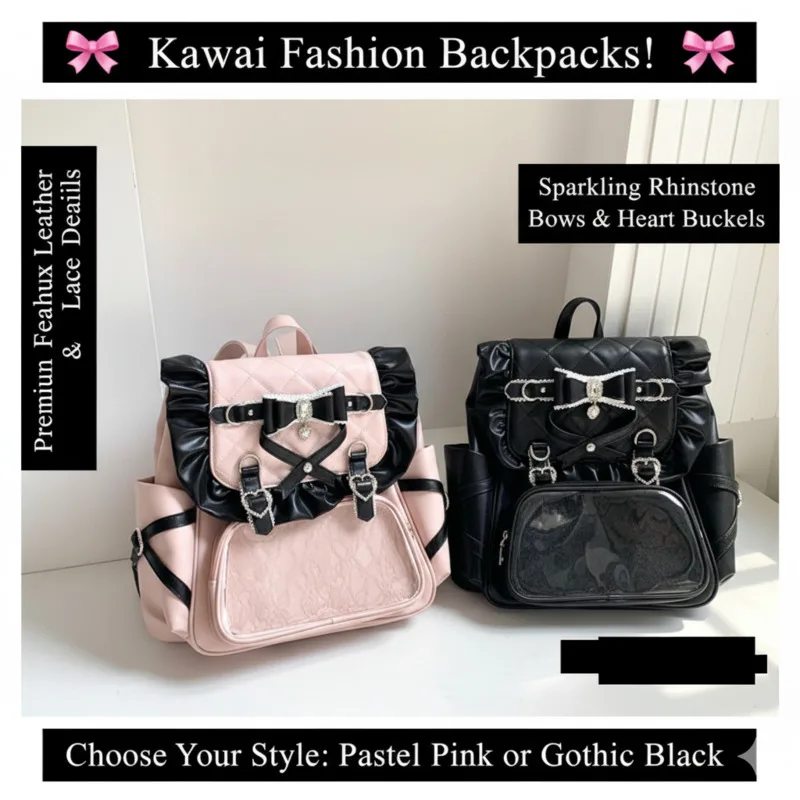 Y2K Bow Backpacks Butterfly Itabag Knot Girls Love PU Diamond Grid Sweet Cute Girl Ins Versatile Hollow Out Backpacks Itabag New