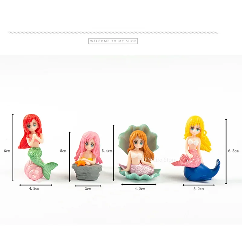 Mini Cute Shell Mermaid Small Statue Whale Tail Dolphin Castle Model Ornament Crafts Baby Ocean Animals Toy Bath Toy Kids Gifts