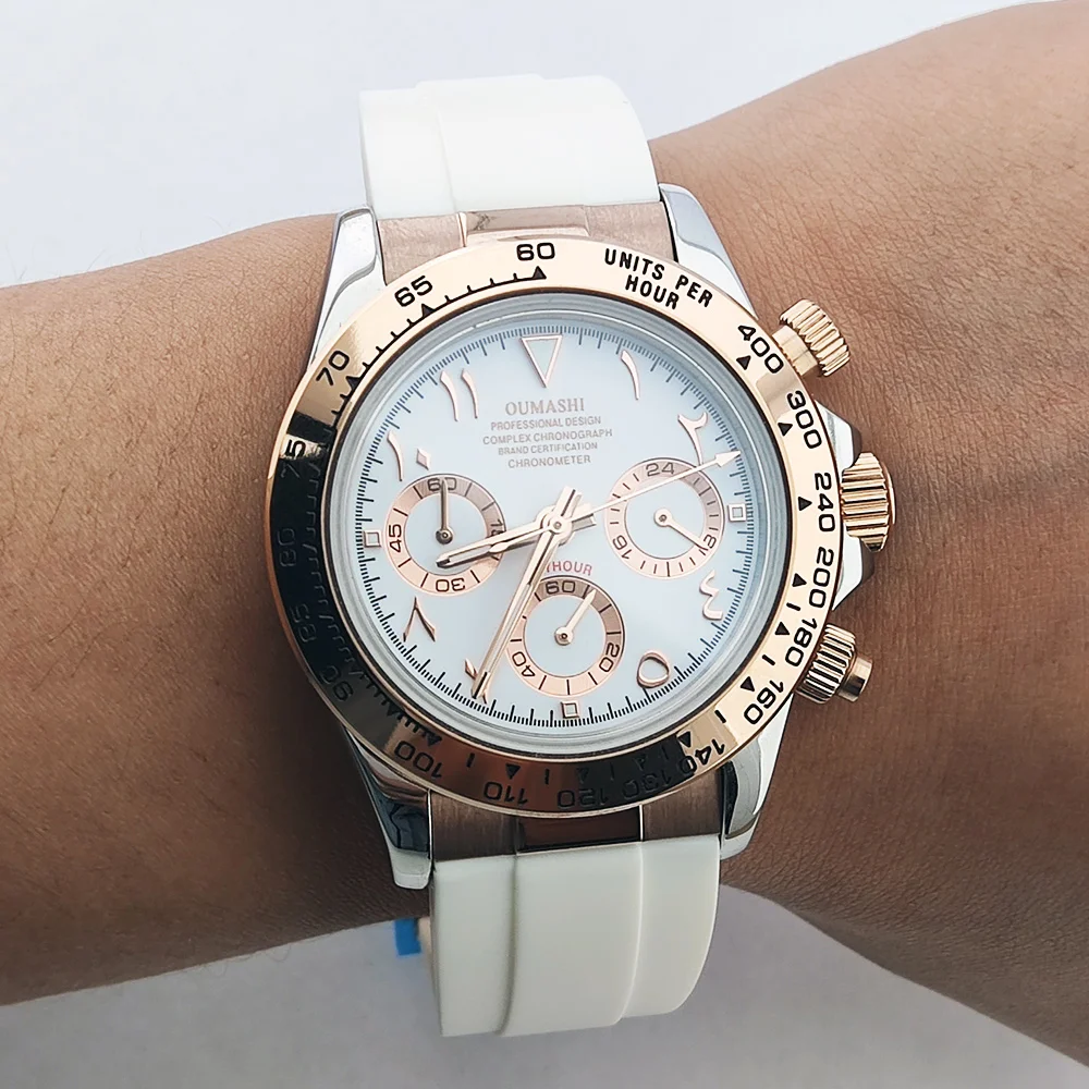 Relojes deportivos de cuarzo para hombre de 39,3mm, relojes de negocios para hombre, reloj de lujo VK63, reloj cronógrafo para hombre, pulsera de goma